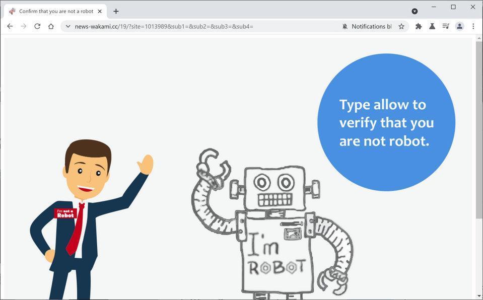 Image: Chrome browser is redirected to News-wakami.cc