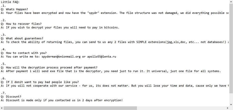 Image: Spydr ransomware note