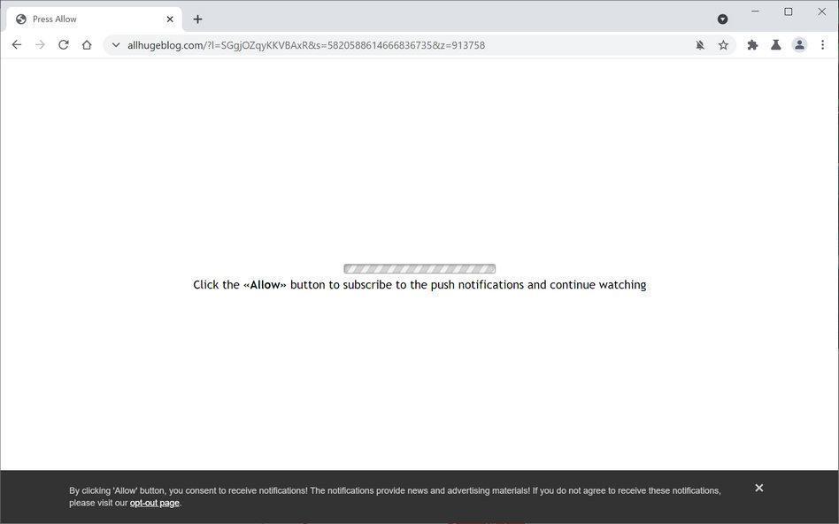 Image: Chrome browser is redirected to Allhugeblog.com