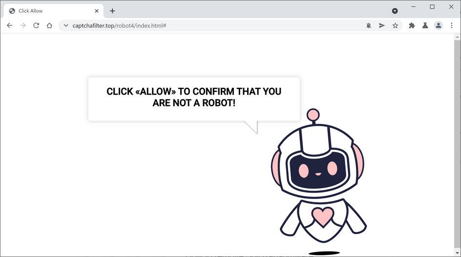 Image: Chrome browser is redirected to Captchafilter.top