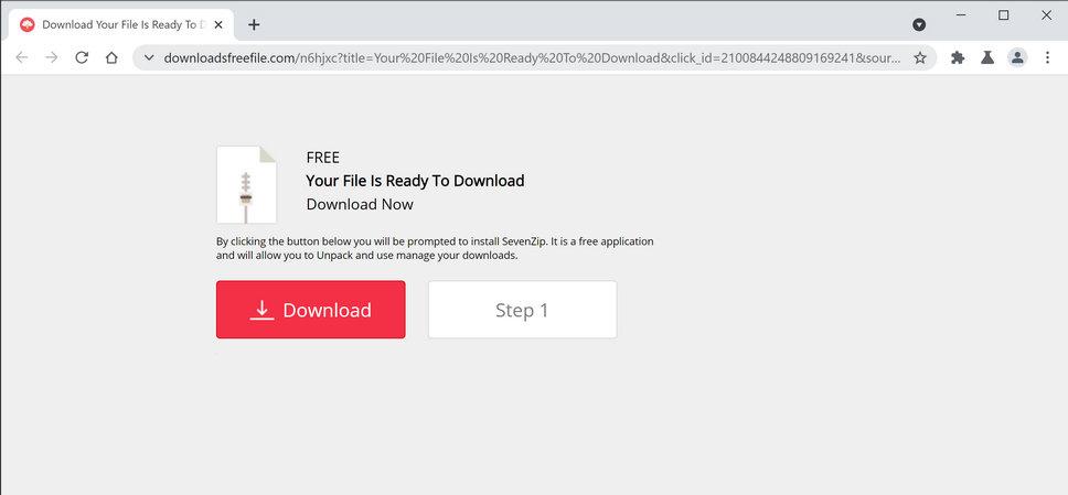 Image: Chrome browser is redirected to Downloadsfreefile.com
