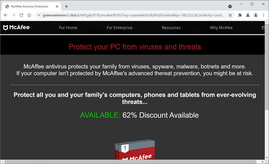 Image: Chrome browser is redirected to Greenwaterwmc1.click