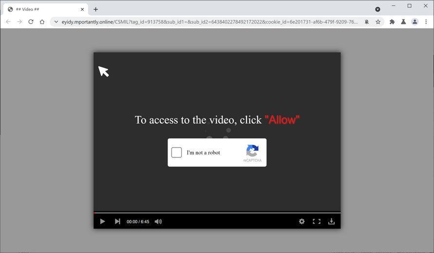 Image: Chrome browser is redirected to Mportantly.online