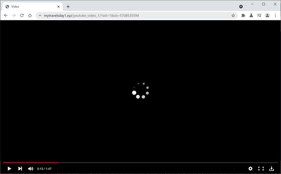 Image: Chrome browser is redirected to Mytravelsday1.xyz