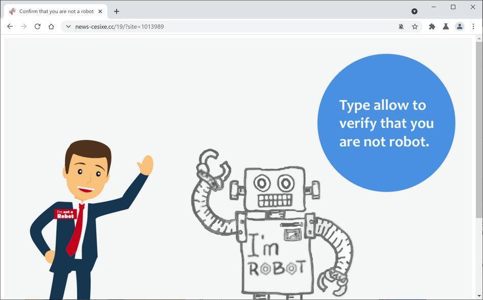 Image: Chrome browser is redirected to News-cesixe.cc