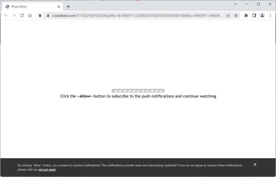 Image: Chrome browser is redirected to Oataltaul.com