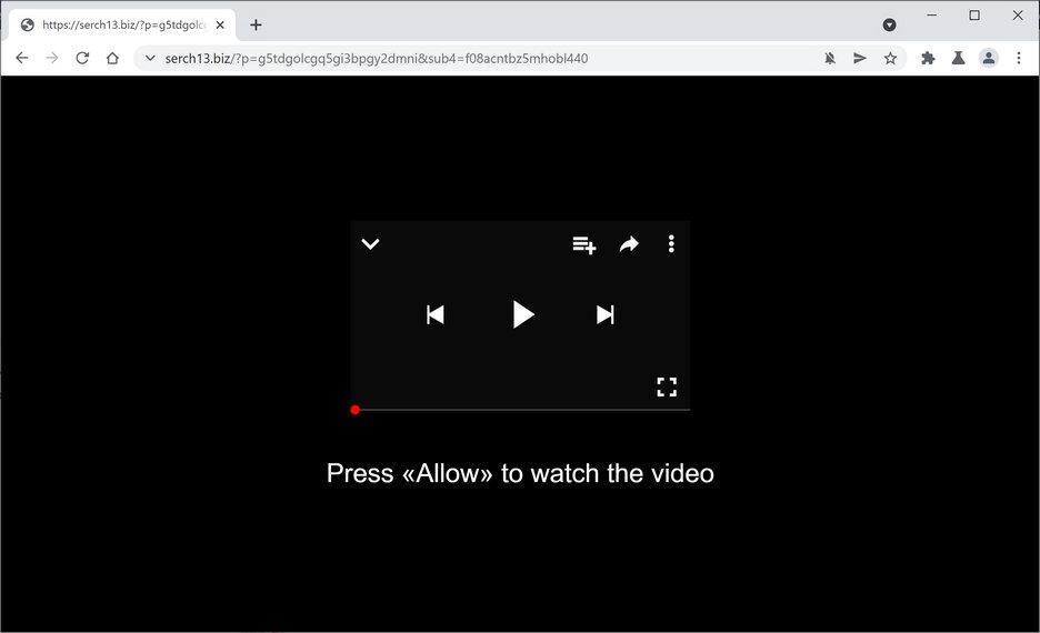 Image: Chrome browser is redirected to Serch13.biz