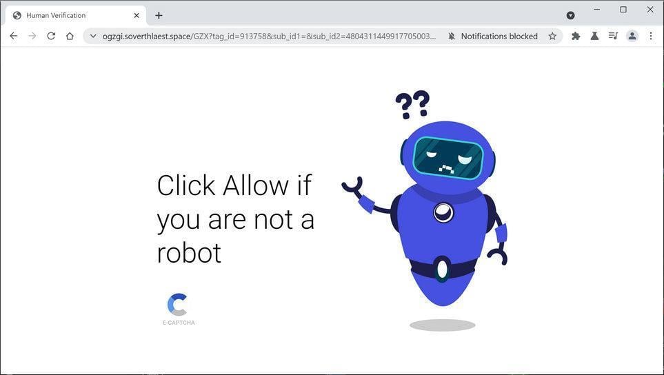 Image: Chrome browser is redirected to Soverthlaest.space