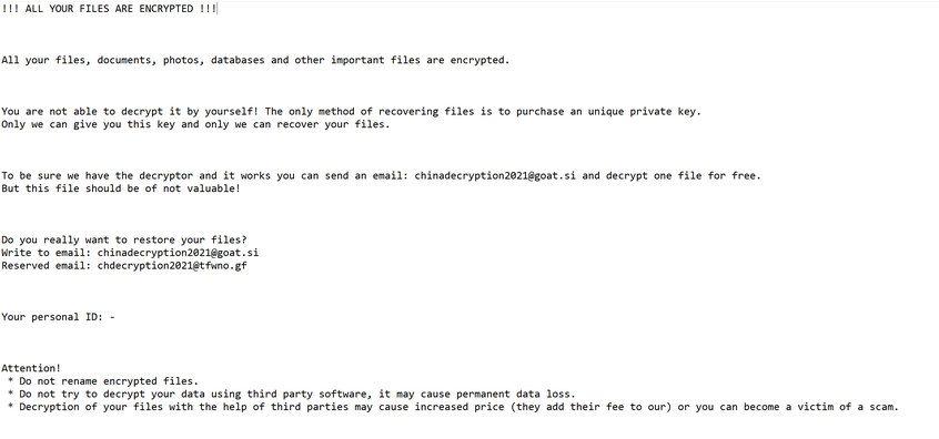 Image: Chinadecryption2021 ransomware