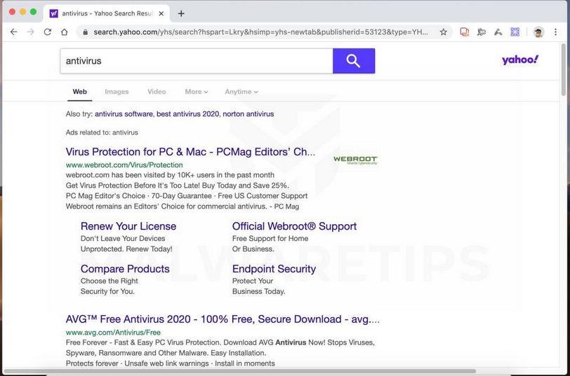 Image: PathPanel browser hijacker redirects browser to search.yahoo.com