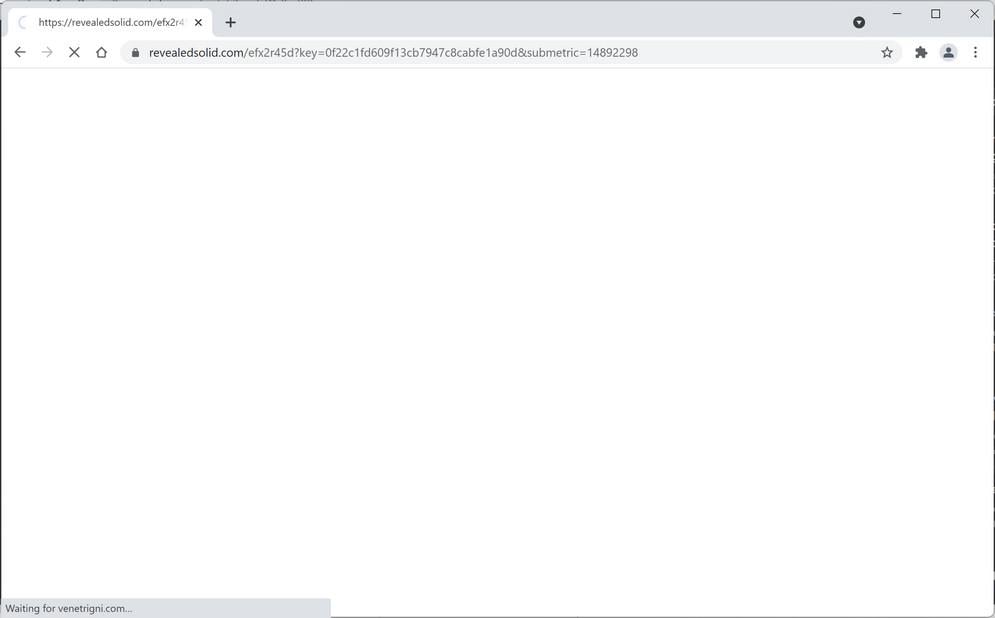 Image: Chrome browser is redirected to Revealedsolid.com