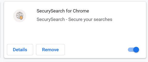 Image: Chrome browser is redirected through SecurySearch Search