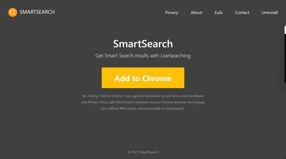 Image: Chrome browser is redirected through SmartSearch