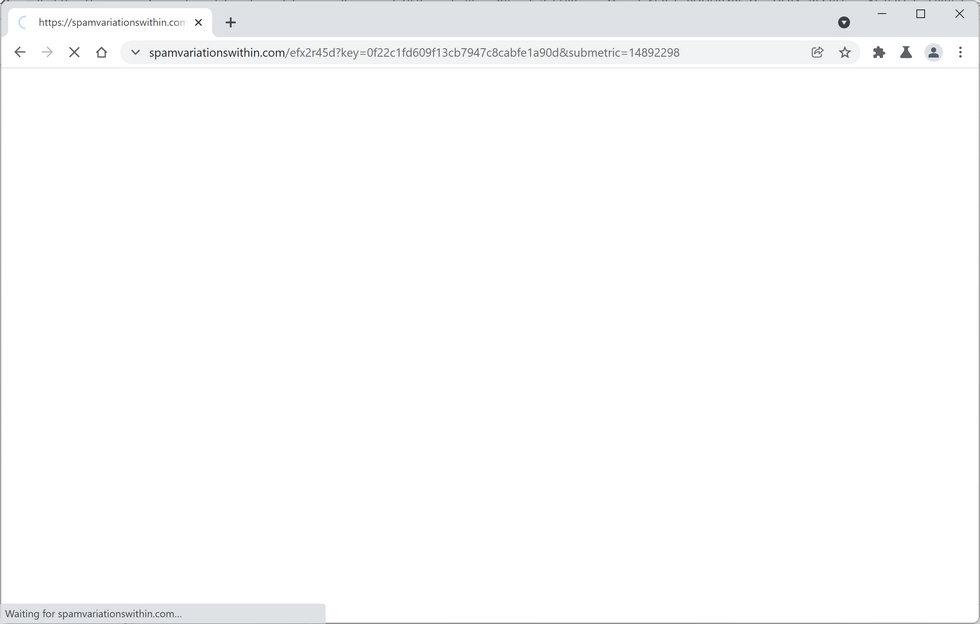 Image: Chrome browser is redirected to Spamvariationswithin.com