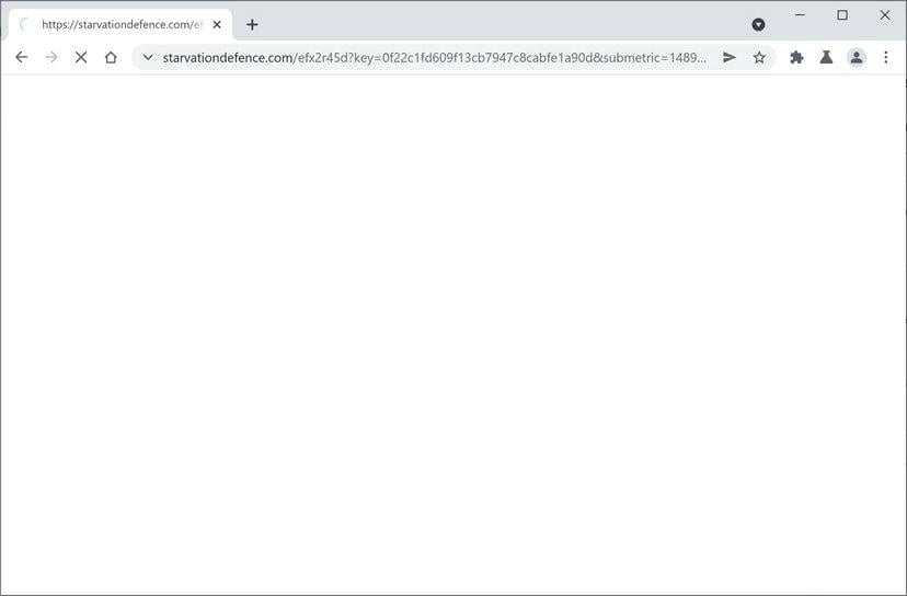 Image: Chrome browser is redirected to Starvationdefence.com