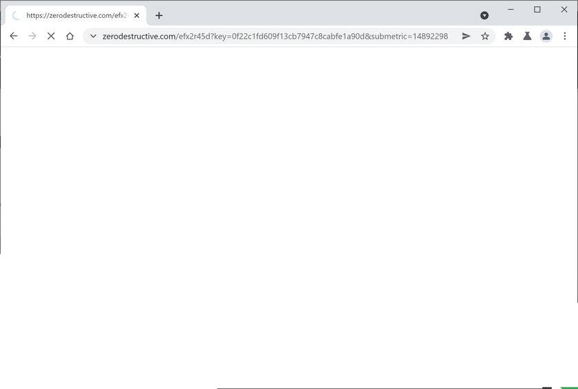 Image: Chrome browser is redirected to Zerodestructive.com