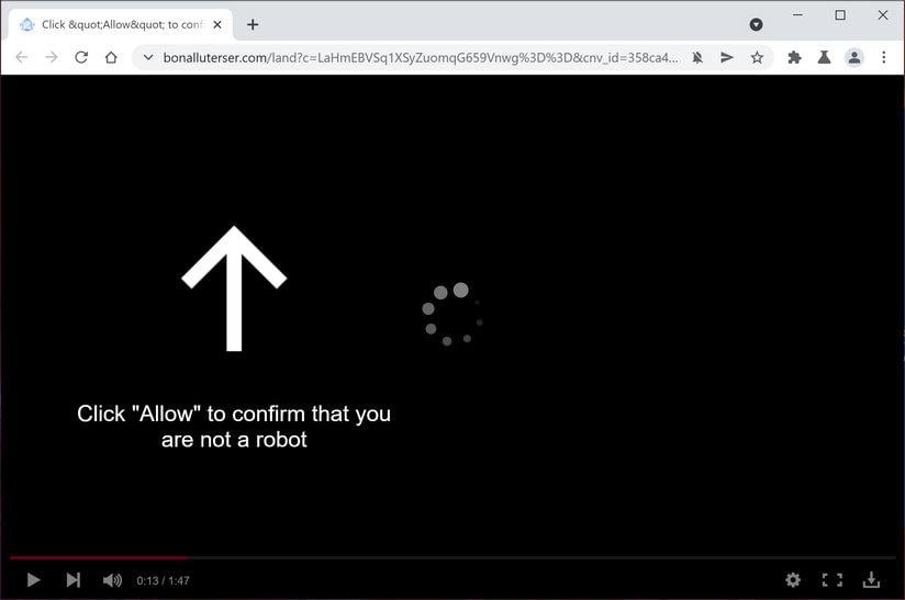 Image: Chrome browser is redirected to Bonalluterser.com