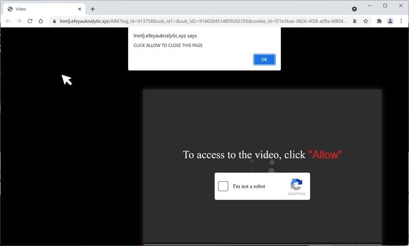 Image: Chrome browser is redirected to Efeyauknalytic.xyz