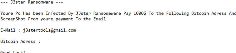 Image: J3ster ransomware