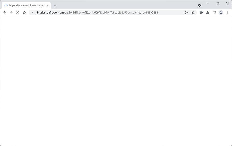 Image: Chrome browser is redirected to Librariessunflower.com