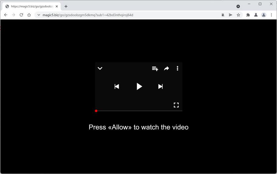 Image: Chrome browser is redirected to Magic5.biz
