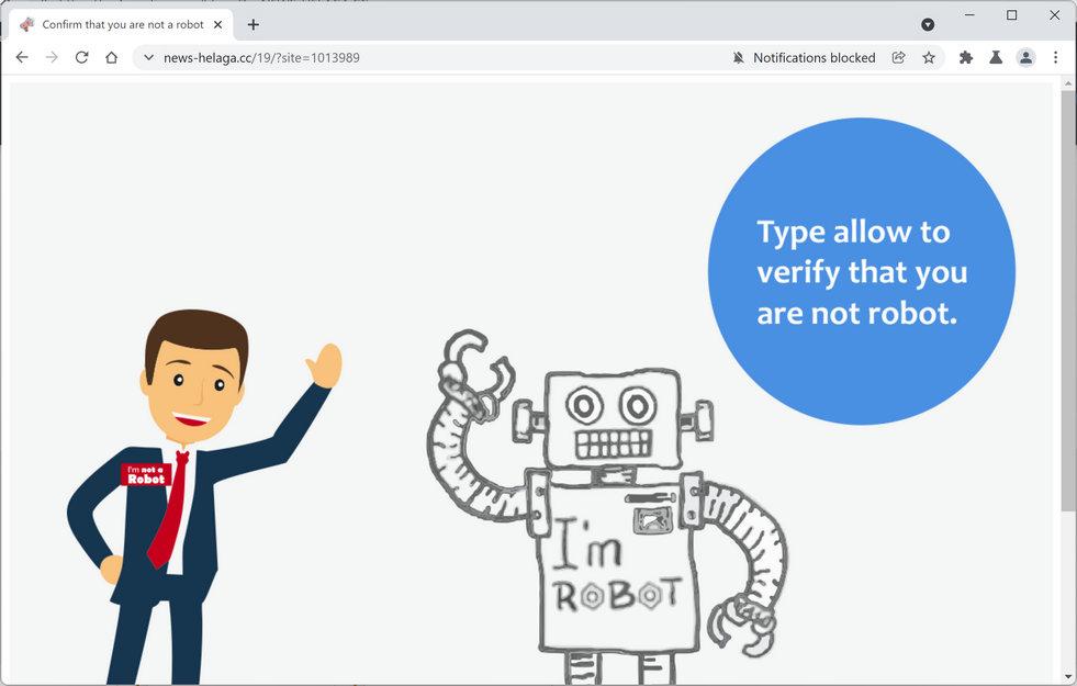 Image: Chrome browser is redirected to News-helaga.cc