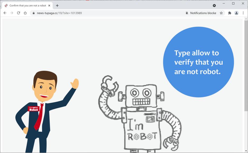 Image: Chrome browser is redirected to News-tupaga.cc