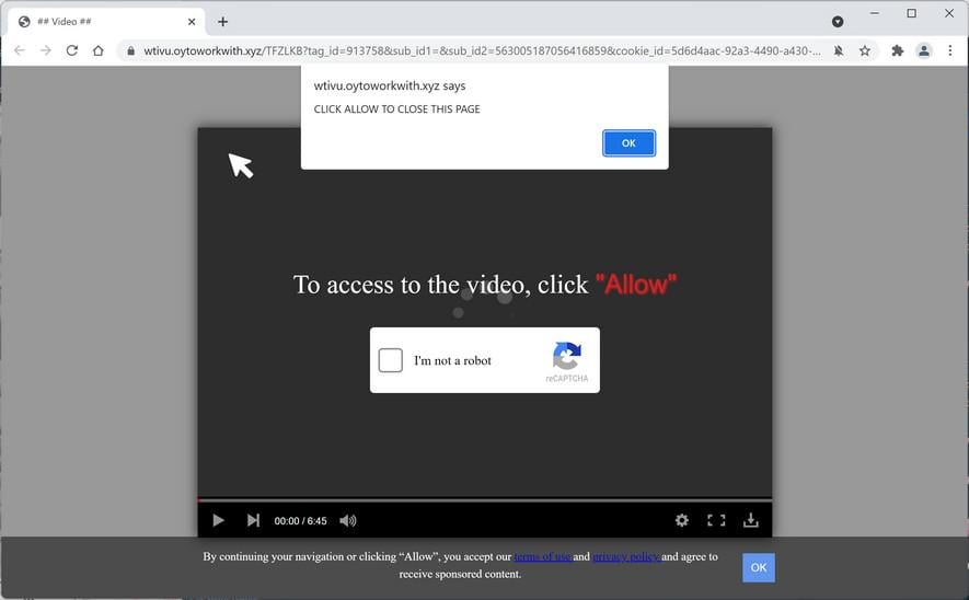 Remove Oytoworkwith.xyz pop-up ads (Virus Removal Guide) 1 Image: Chrome browser is redirected to Oytoworkwith.xyz