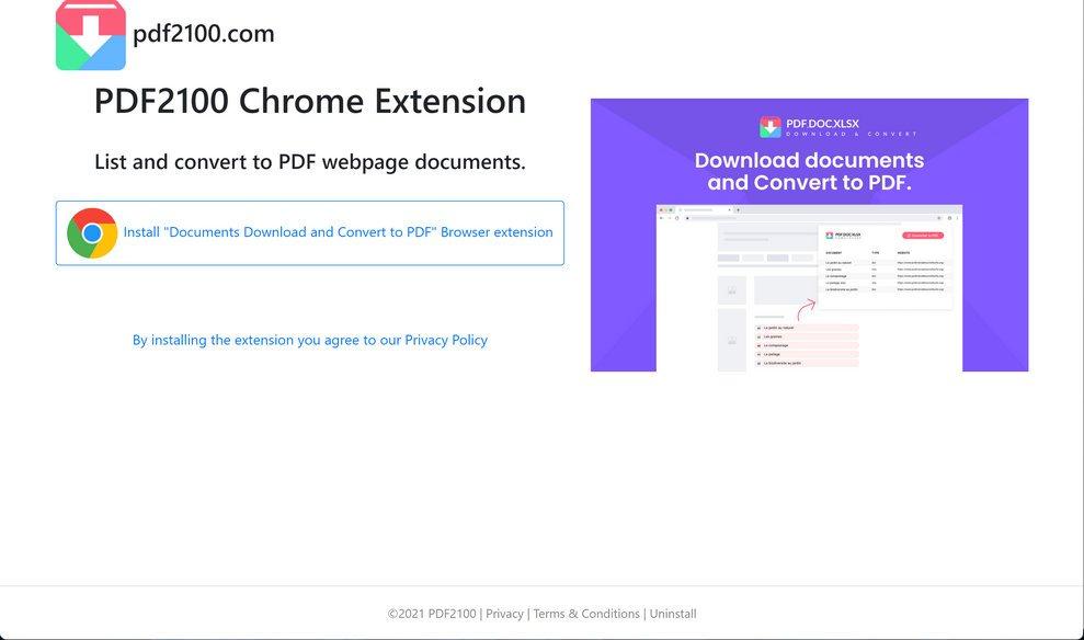 Image: Pdf2100.com browser redirect