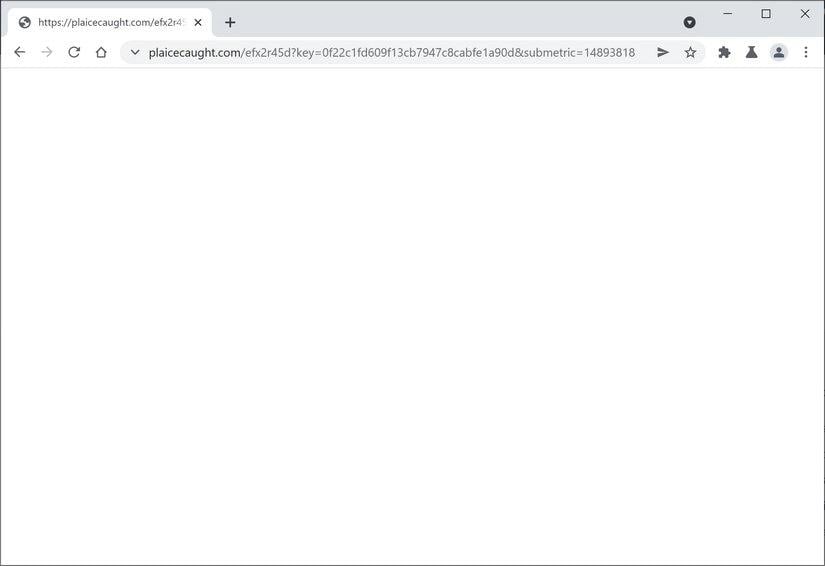 Image: Chrome browser is redirected to Plaicecaught.com