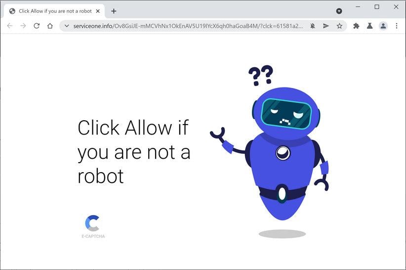 Image: Chrome browser is redirected to Serviceone.info