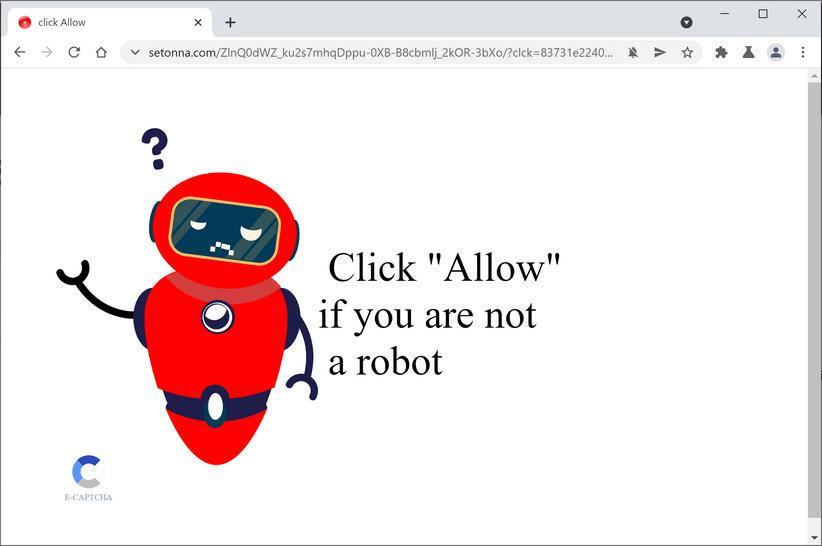 Image: Chrome browser is redirected to Setonna.com