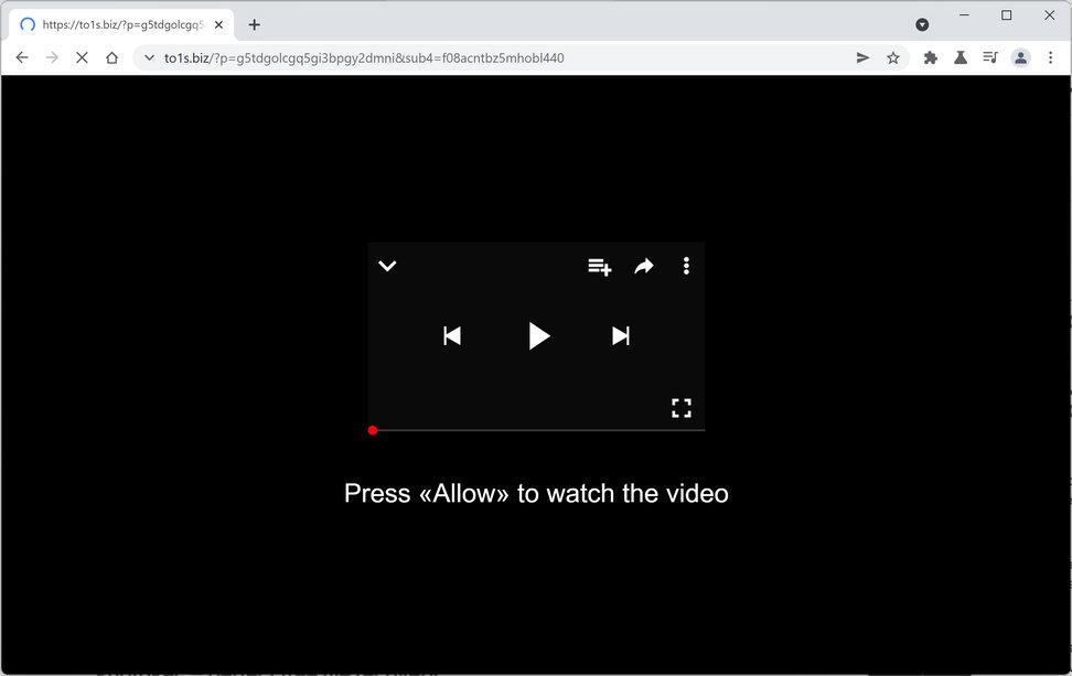 Image: Chrome browser is redirected to To1s.biz
