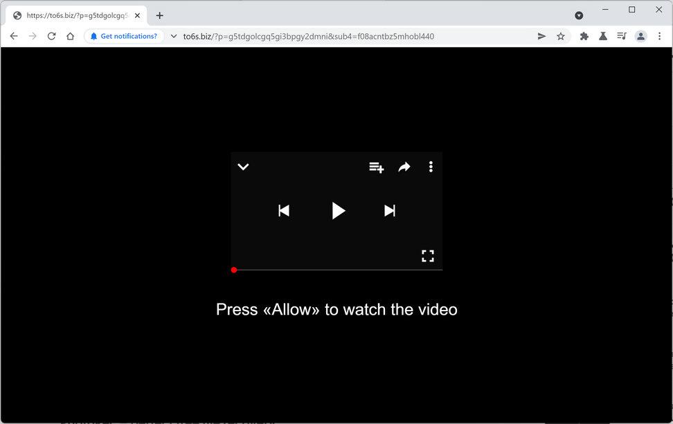 Image: Chrome browser is redirected to To6s.biz