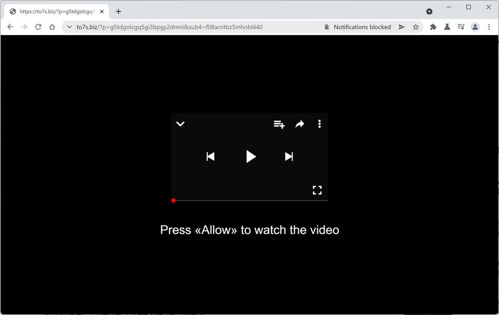 Image: Chrome browser is redirected to To7s.biz