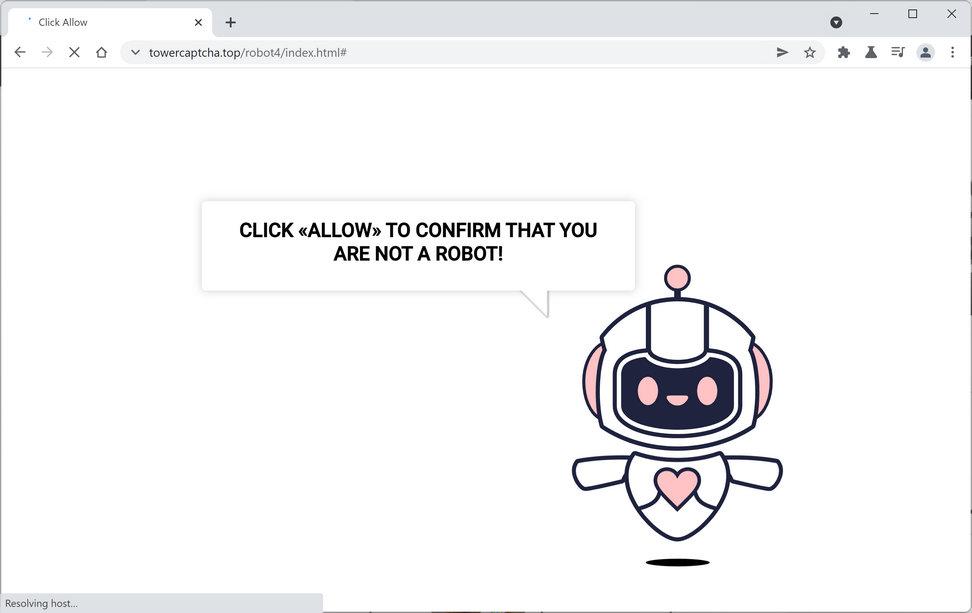 Image: Chrome browser is redirected to Towercaptcha.top