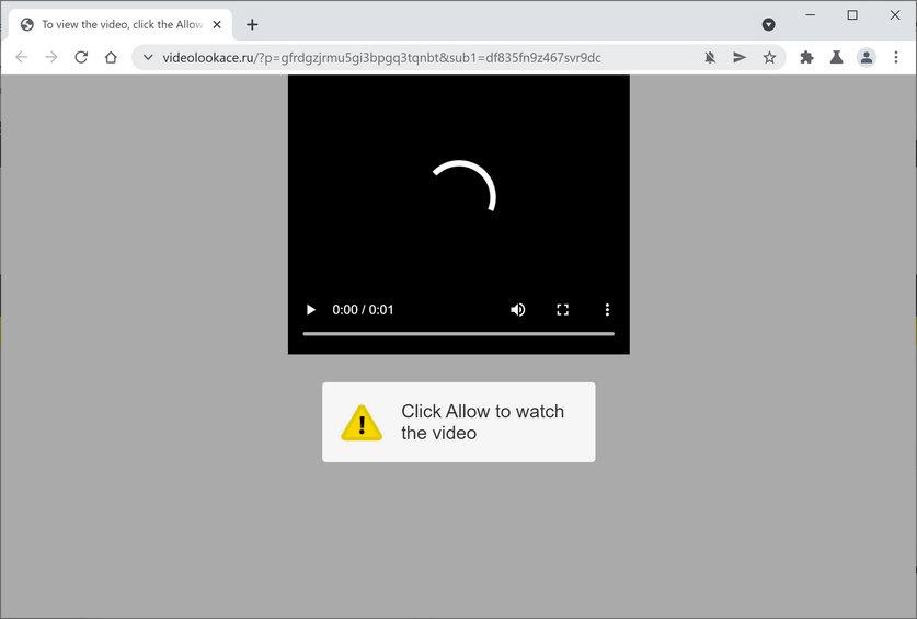 Image: Chrome browser is redirected to Videolookace.ru