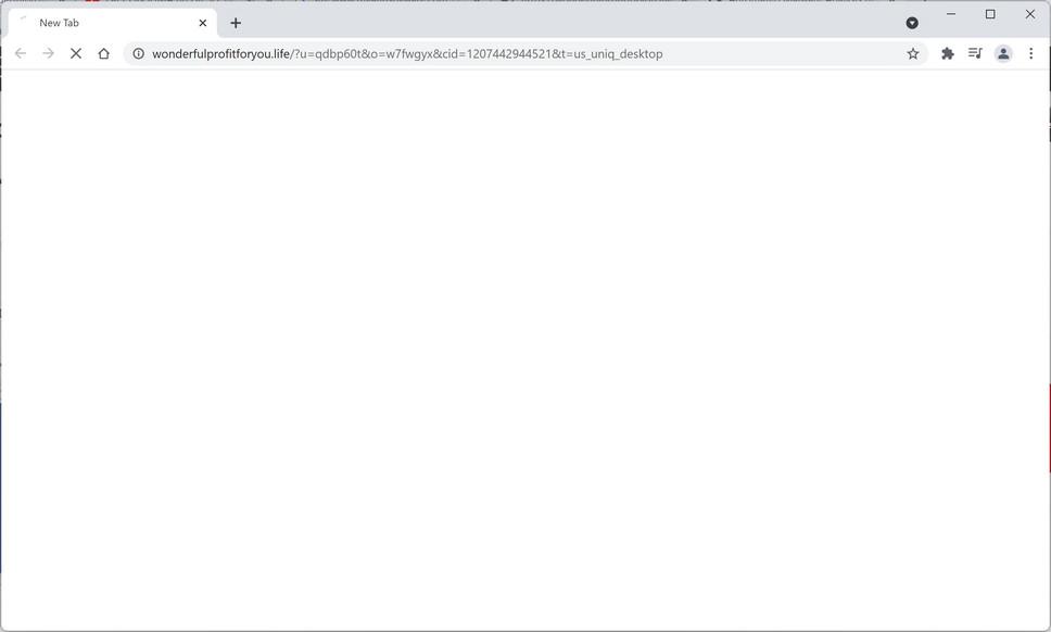 Image: Chrome browser is redirected to Wonderfulprofitforyou.life