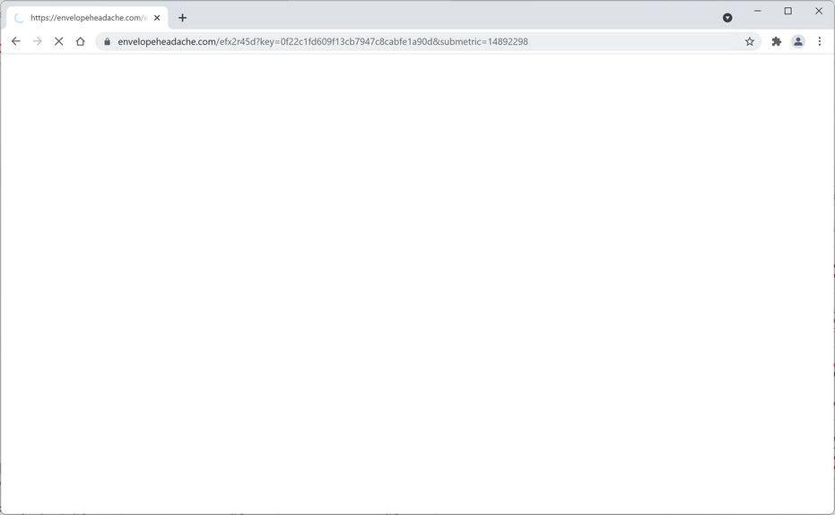 Image: Chrome browser is redirected to Envelopeheadache.com