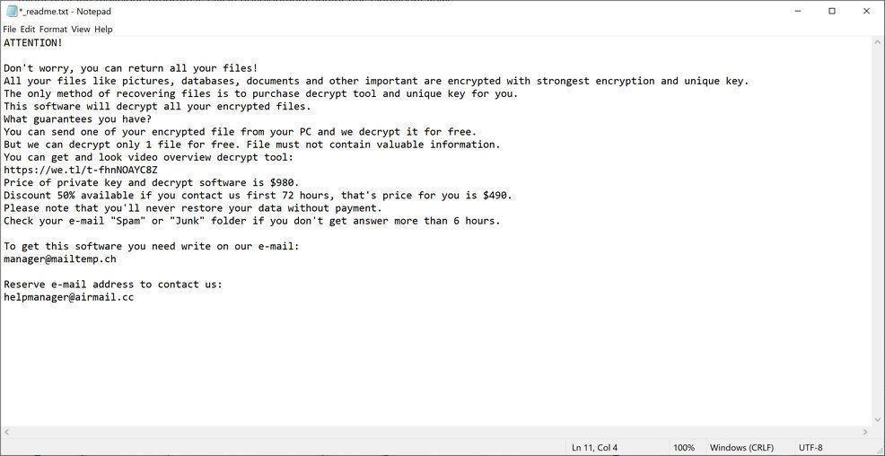 Futm ransom note malware