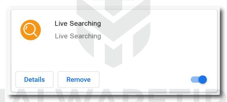 Image: Chrome browser is redirected through Live Searching