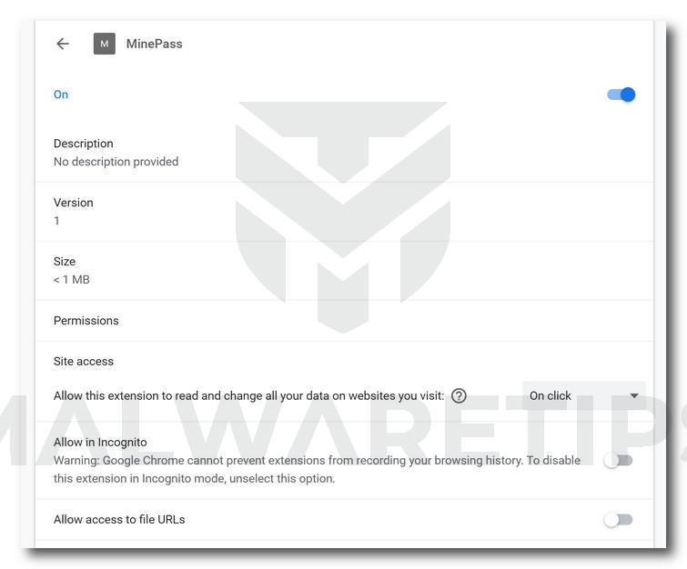 Image: MinePass Chrome extension