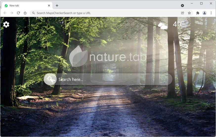 Image: Chrome browser is redirected to Nature Tab new tab page