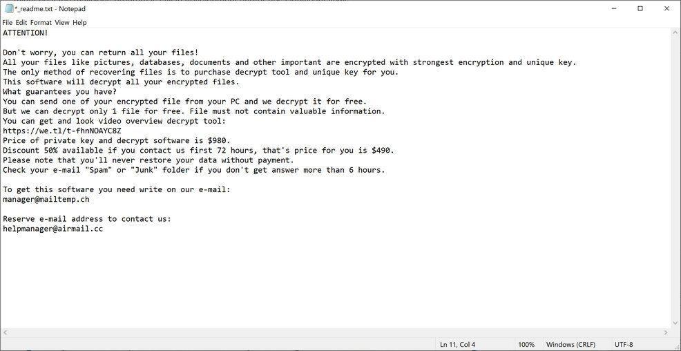 Image: COOL ransomware note