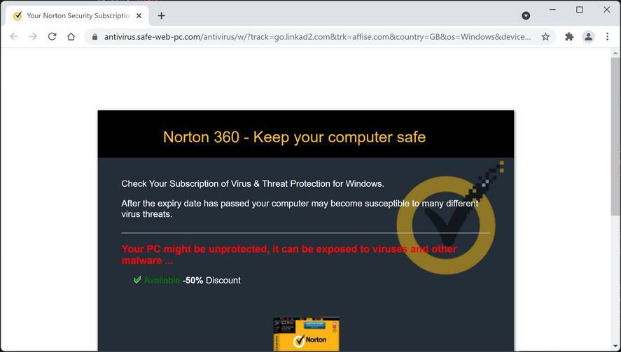 Image:  Antivirus.safe-web-pc.com scam