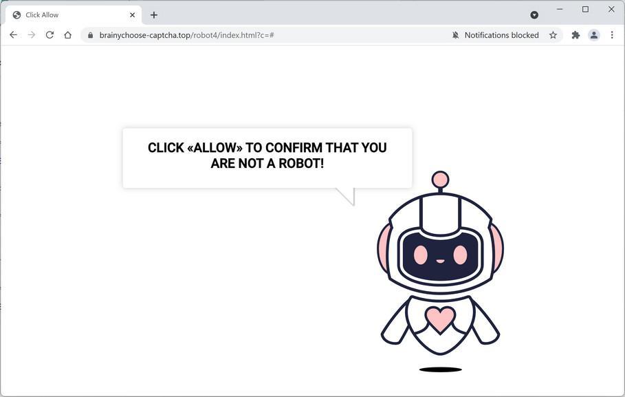 Image: Chrome browser is redirected to Brainychoose-captcha.top