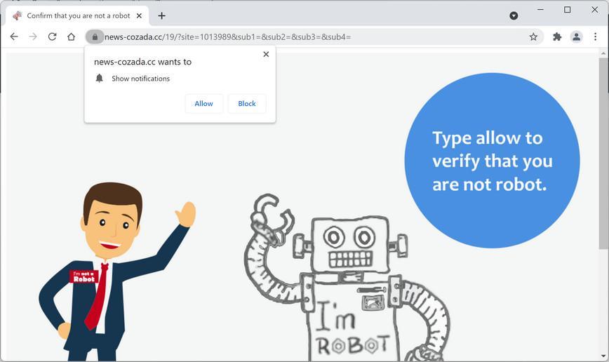 Image: Chrome browser is redirected to News-cozada.cc