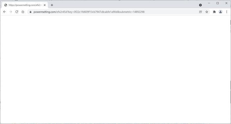 Image: Chrome browser is redirected to Powermelting.com