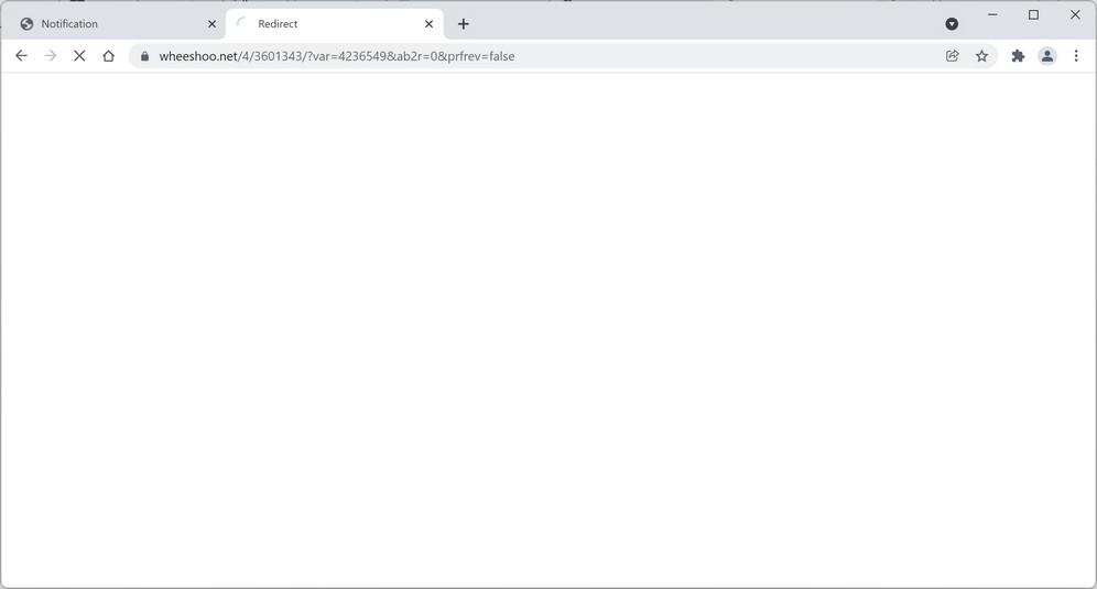 Image: Chrome browser is redirected to Wheeshoo.net