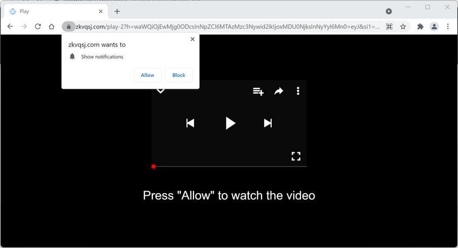 Image: Chrome browser is redirected to Zkvqsj.com